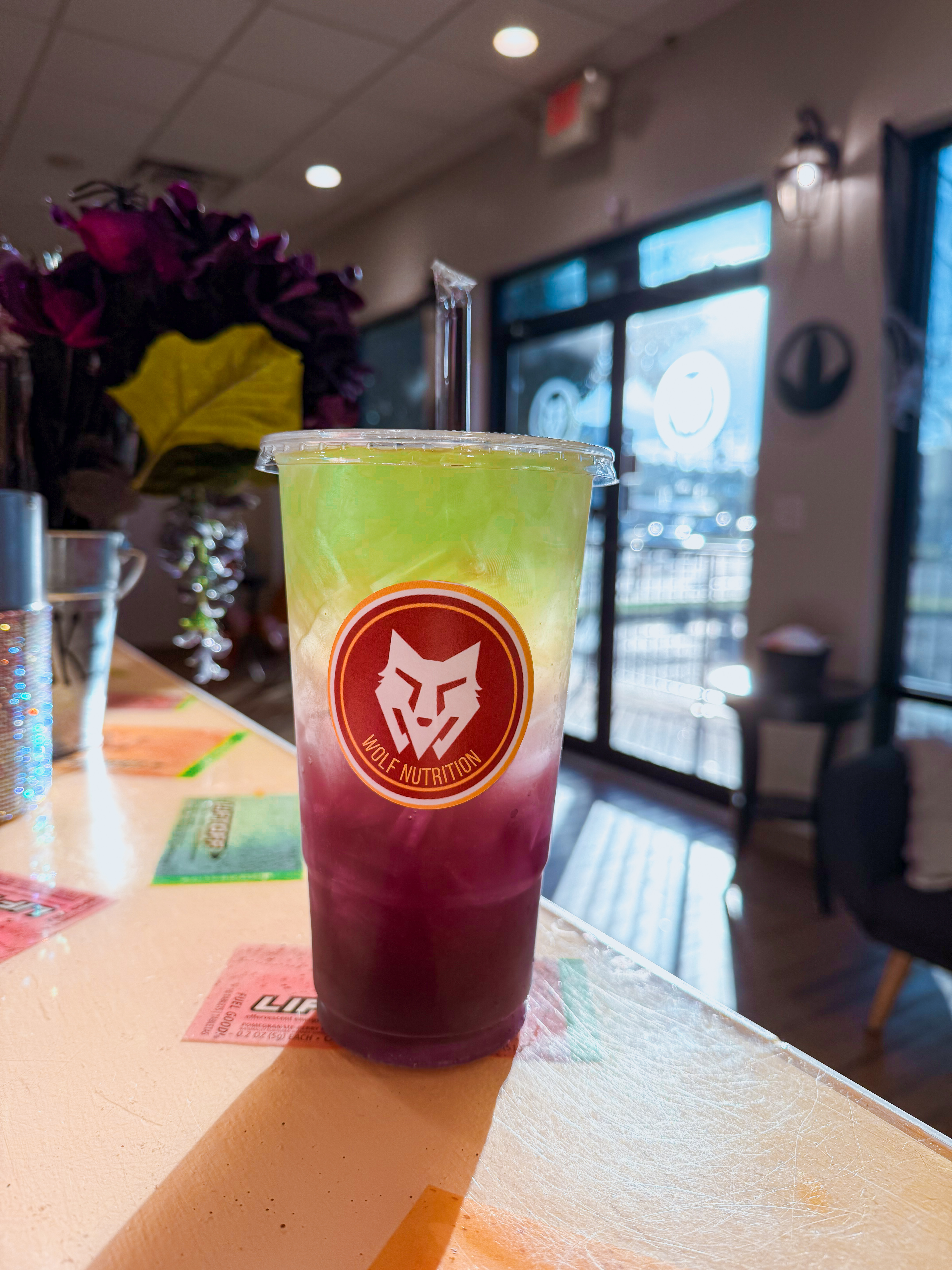 Green and purple layered energy tea